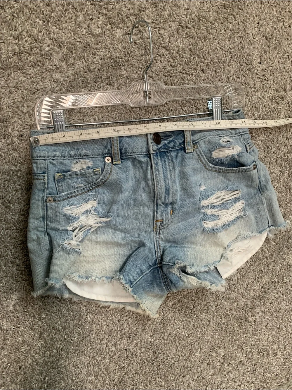 Y2K American Eagle Outfitters Light Blue Distressed Denim Shorts